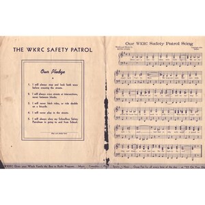 Certificado de membro da Patrulha de Segurança WKRC de Cincinnati, de 1938 (vintage). Música de Al Bland. imagem 3