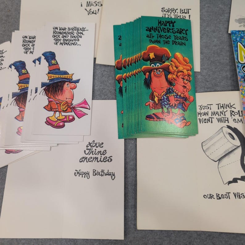 Vintage Style Humorous Greeting Cards Lot 100+ Bulk Variety Birthdays Envelopes image 3
