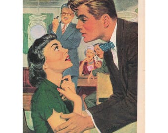 Vintage 1950s Farm Journal Magazine Print Ad Romantic Illustration Art Decor