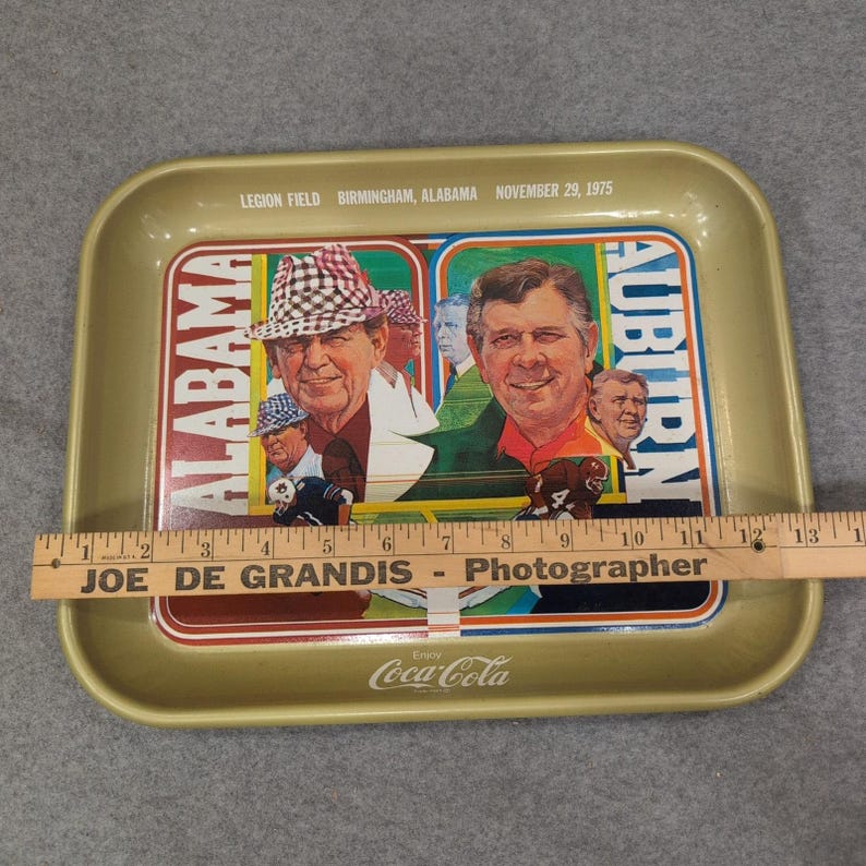 Vintage 1975 Alabama Auburn Iron Bowl Coca-Cola Tray Bear Bryant Shug Jordan image 6
