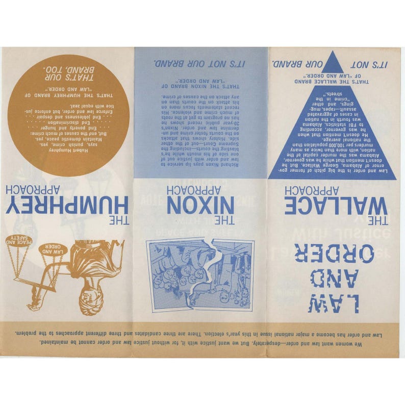 1968 Humphrey-Muskie Lag och ordning-kampanjbroschyr Union Women United bild 2