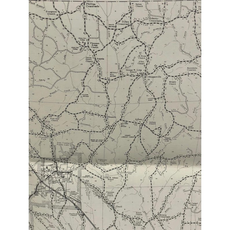 VTG 1973 Dale County Alabama General Highway Map 20" x 18" Ozark Daleville image 4