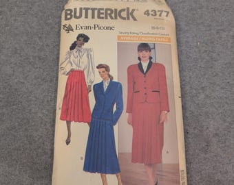 Butterick 4377 Evan-Picone Misses Jacket Blouse Skirt Sewing Pattern Size 6-8-10