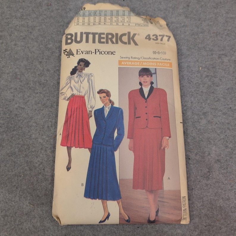 Butterick 4377 Evan-Picone Misses Jacket Blouse Skirt Sewing Pattern Size 6-8-10 image 1
