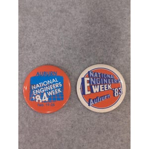 Auburn National Engineers Week 83 84 Orange Blue Pin Buttons Lot Set Pinback image 1