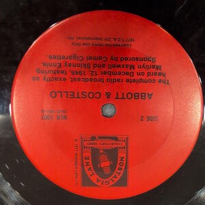 Abbott & Costello Who's on First Vinyl Nostalgia Lane NLR 1001 1977 TB+ image 2