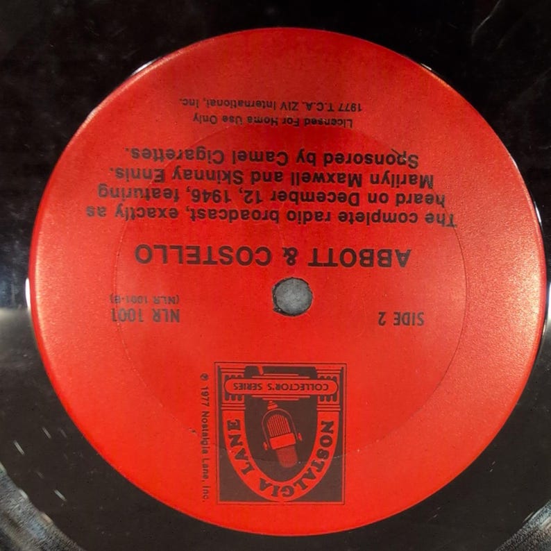 Abbott & Costello Who's on First Vinyl Nostalgia Lane NLR 1001 1977 TB+ image 2