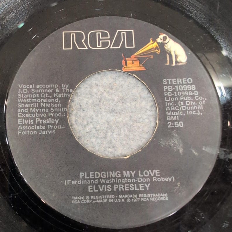 Elvis Presley Way Down Pledging My Love 45 RPM Vinyl Single RCA PB-10998 1977 image 1