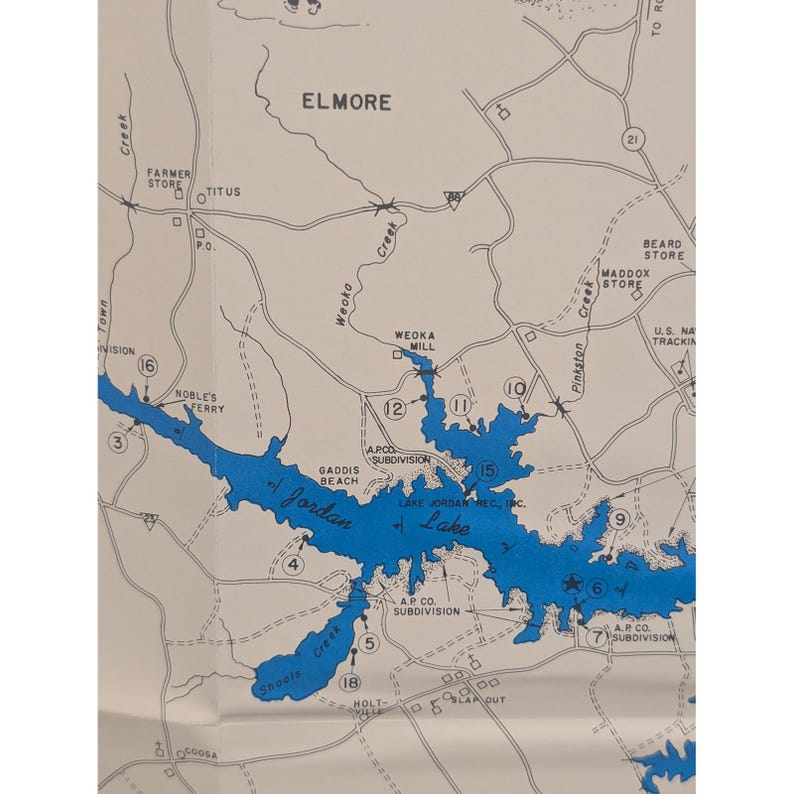 VTG 1970 Alabama Power Company Jordan Lake Recreation Map Coosa River 22" x 17" image 4