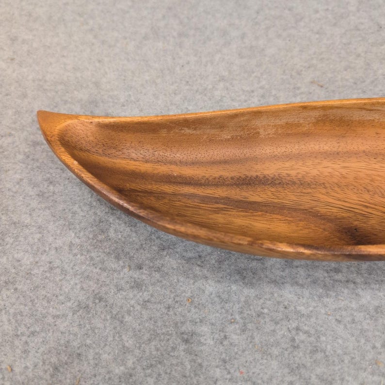 Philcraft Monkey Pod Wood Leaf Tray Hand Carved Philippines Brown image 2