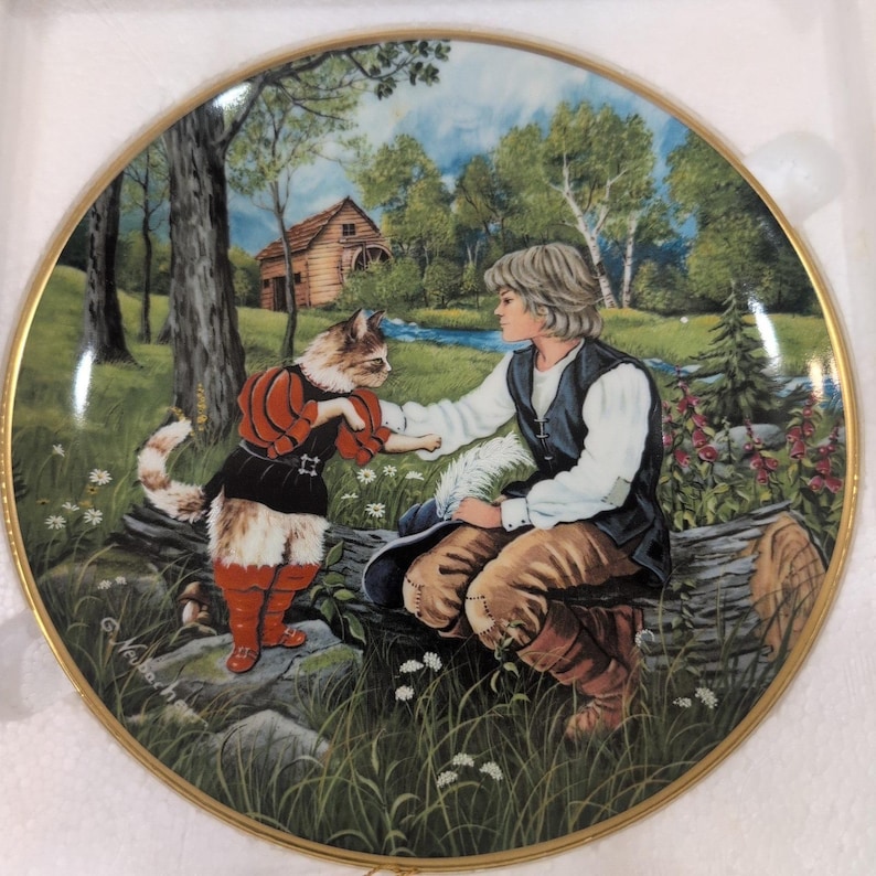 Kaiser Porslin Mästerkatten i Stövlar Samlartallrik Gerda Neubacher Klassisk Saga bild 1