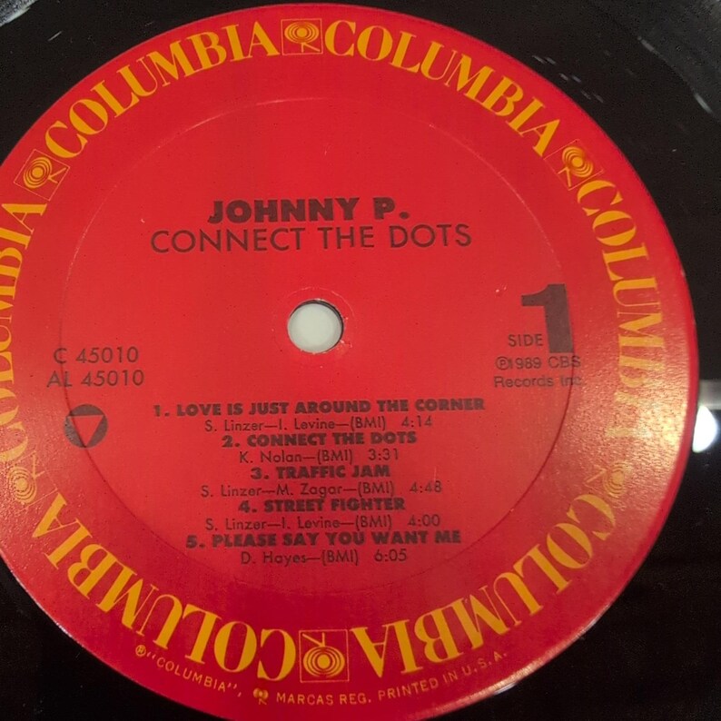 Johnny P. Connect the Dots Vinyl LP 1989 Columbia Records C 45010 Promo Gold Sta image 5