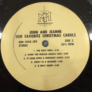 John und Jeanne Unsere Lieblings-Weihnachtslieder Vinyl LP Master Music MM-1004-LPS Bild 2
