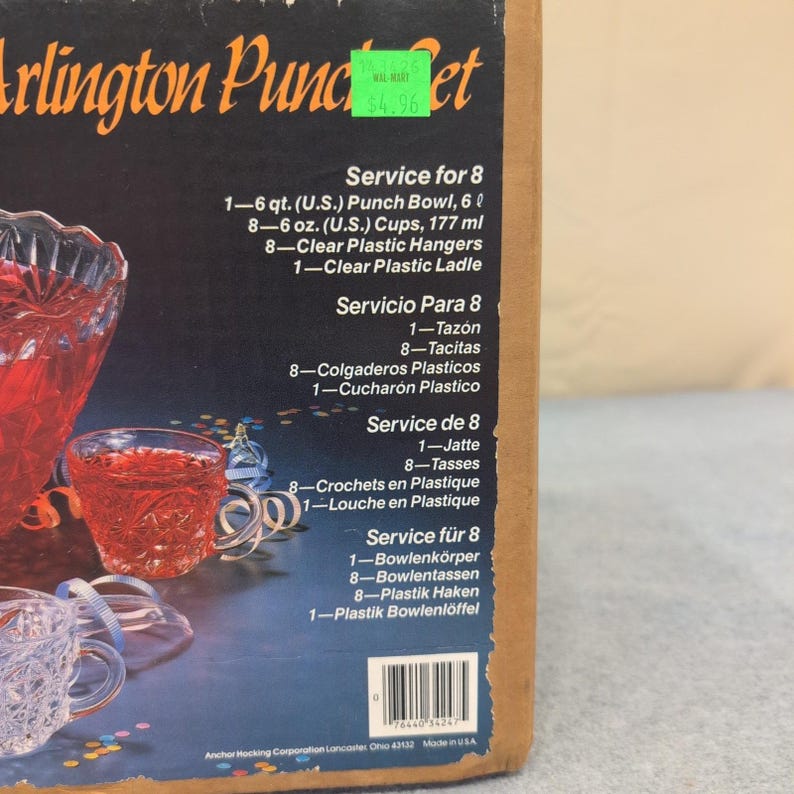 Anchor Hocking Arlington 18 Piece Punch Set Clear Glass Service for 8 300/279C image 2