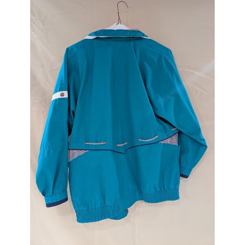 CURRENT SEEN Women's Vintage Windbreaker Jacket M Blue Snap Front Plaid Lining image 3