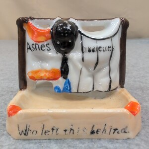 Vintage Made in Japan Ceramic Novelty Ashtray Who Left This Behind Humorous VG image 1