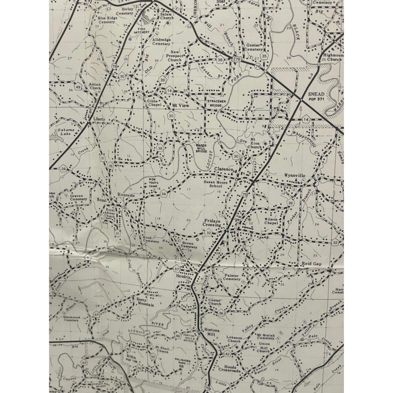 VTG 1979 General Highway Map Blount County Alabama 26" x 18" Blountsville Snead image 4