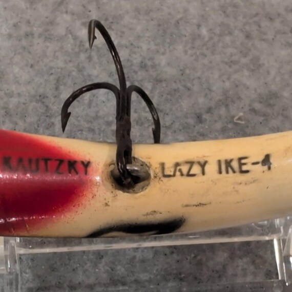 Vintage Kautzky Lazy Ike 4 Fishing Lure Red White Eye Realistic