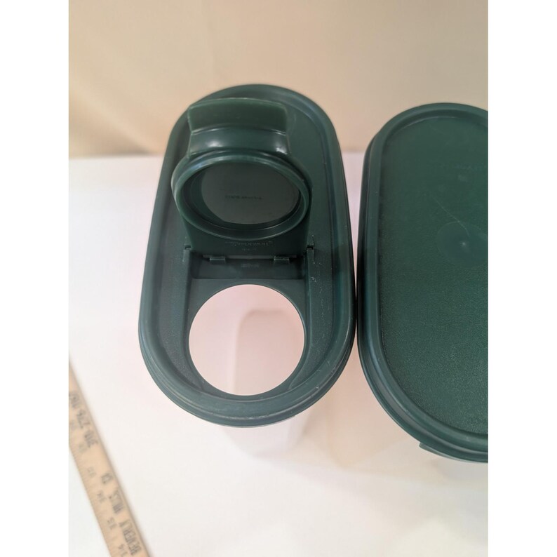 Tupperware Modular Mates Oval Storage Containers Set 5 Pieces Green Lids Vintage image 5