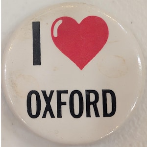 I Love Oxford Button Pin Badge Souvenir Collectible City Pride Alabama MS UK CA image 1