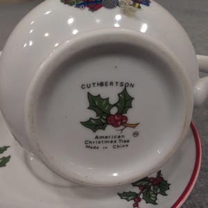 Cuthbertson American Christmas Tree Gravy Boat and Underplate Saucer Set White image 3