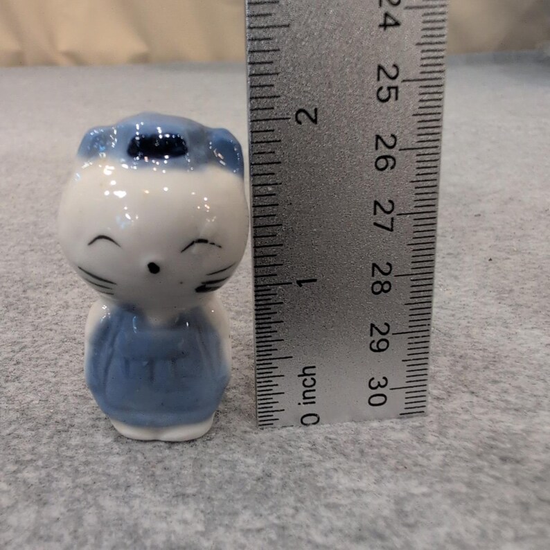 Vintage Blau & Weiß 2 "Hello Kitty Figur - Knapper Maneki-neko Bild 2