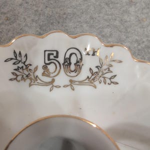 Lefton China 50th Anniversary Porcelain Chamberstick Candle Holder Gold Gilt6941 image 2