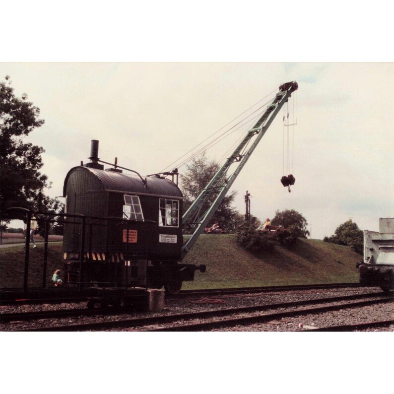 ビンテージ蒸気鉄道クレーン発見写真オリジナルスナップショットアグファドイツ列車 画像 1