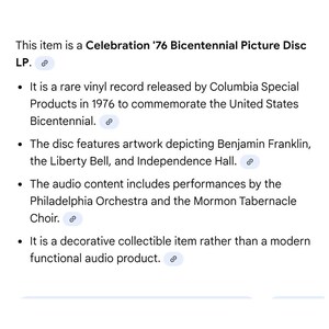 Celebration US Bicentennial Picture Disc Vinyl LP Mormon Tabernacle Choir 1976 image 5