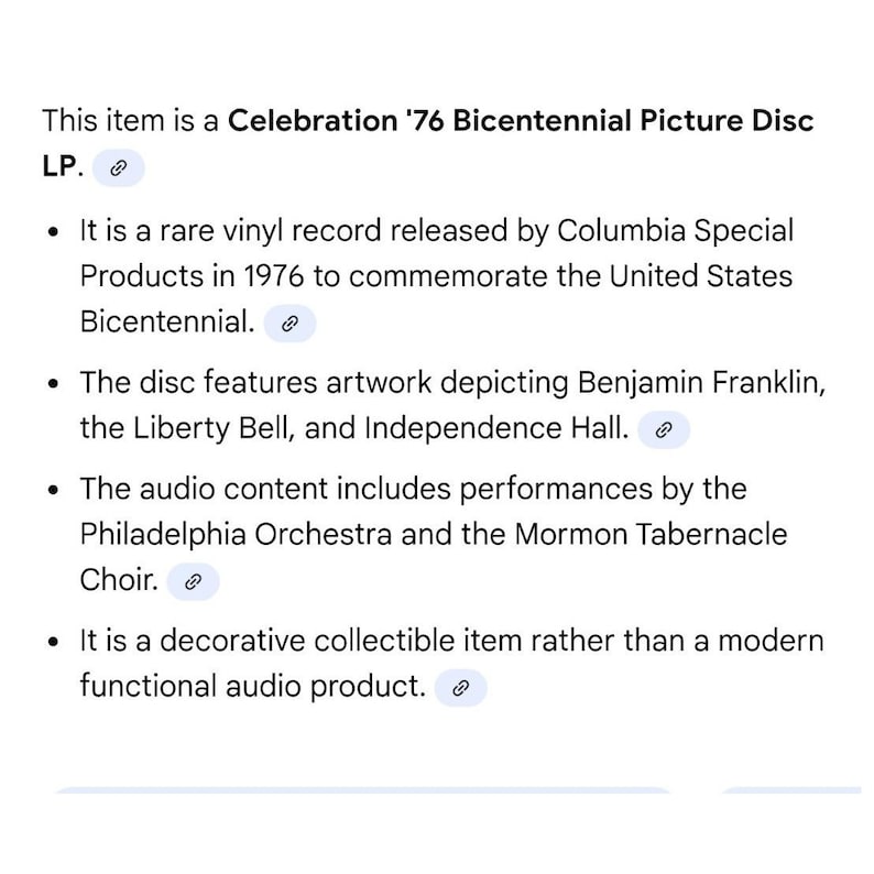 Celebration US Bicentennial Picture Disc Vinyl LP Mormon Tabernacle Choir 1976 image 5