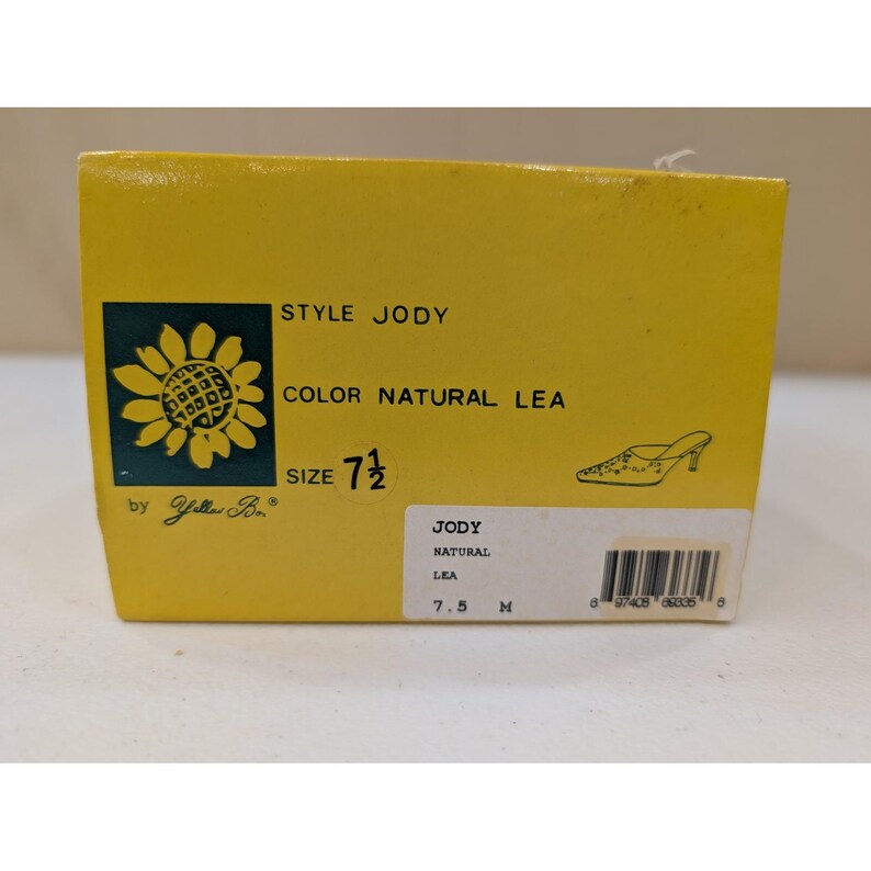 Yellow Box Jody Embellished Rhinestone Square Toe Beige Heel Mules Size 7.5 image 9