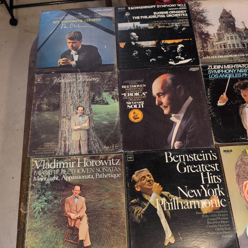 Lot de 15 disques vinyles classiques LP Bernstein Horowitz Van Cliburn Beethoven VG image 3