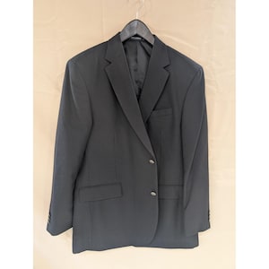 VTG Dockers Men's Black Blazer Jacket Size 46 L Long Business Casual Wool Blend image 1
