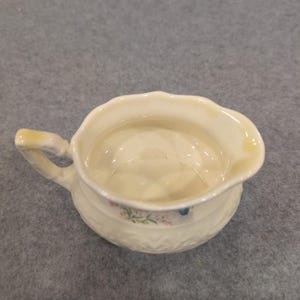 Vintage Creamer Pitcher Ceramic Floral Window Scene Embossed Cream Made in USA image 2