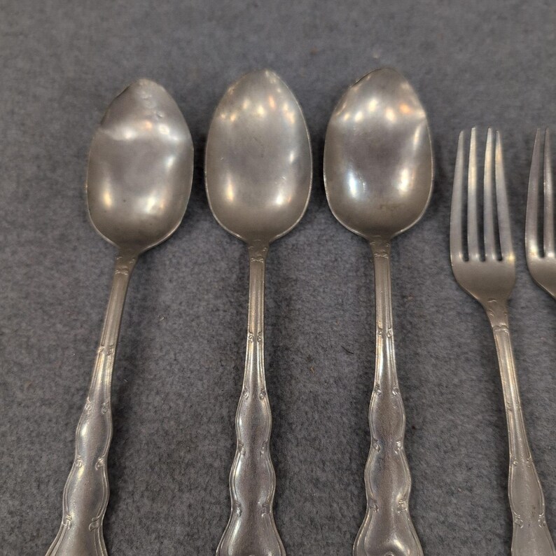 Crescent Nickel Silver Flatware Set 14pc Ornate Scroll Forks Spoons Knives image 3