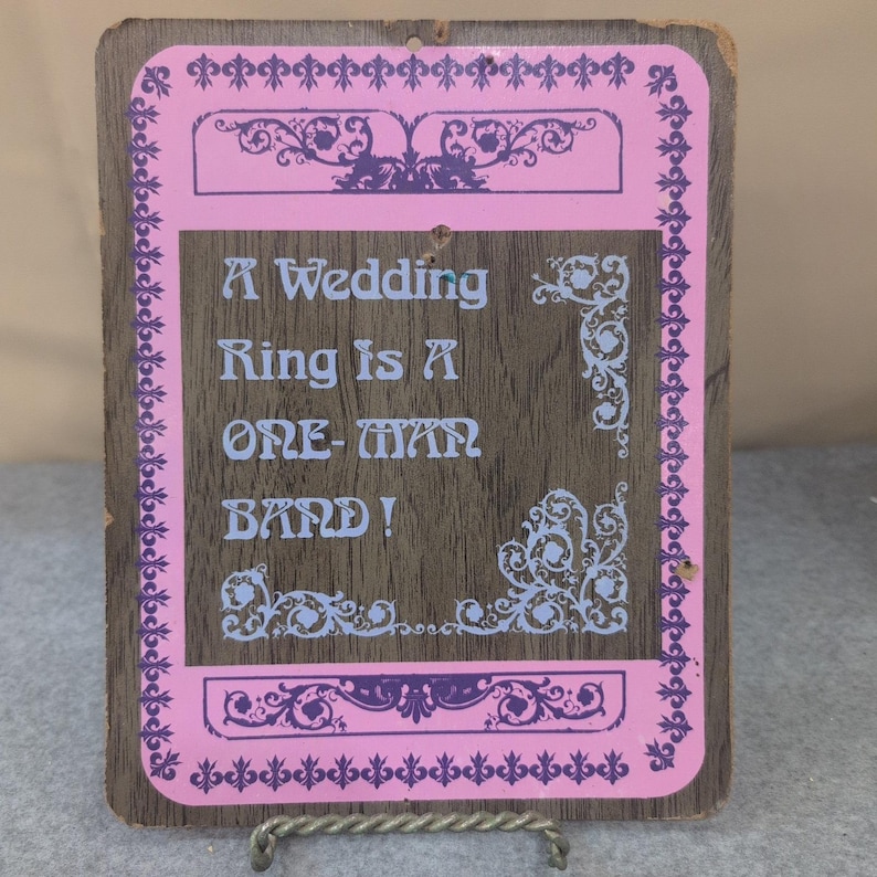 VTG 1968-73 Pressboard KMart Wall Sign "A Wedding Ring is a One-Man Band!" image 1