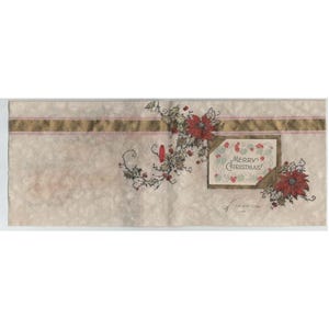 Biglietto d'auguri natalizio vintage con stella di Natale, agrifoglio e nastro rosso, Buon Natale VG immagine 2