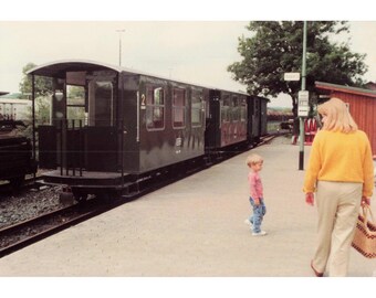 Vintage German Train Station Found Photo Snapshot Railway 1980s Agfa