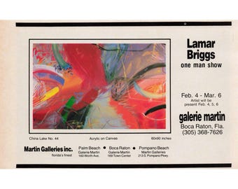 Vintage Lamar Briggs One Man Show Galerie Martin Boca Raton Florida Print Ad