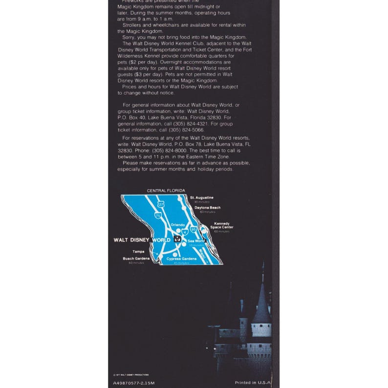 Vintage 1977 Walt Disney World Magic Kingdom Fireworks Souvenir Brochure Map image 2