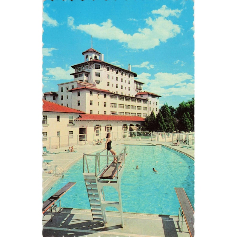 Broadmoor Hotel Colorado Springs CO Chrome Postcard Dexter Press Pool c1950s image 1