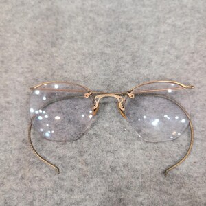Vintage Rimless Engraved Gold Tone Eyeglass Frames Cable Temples Retro Smalls 1 image 2