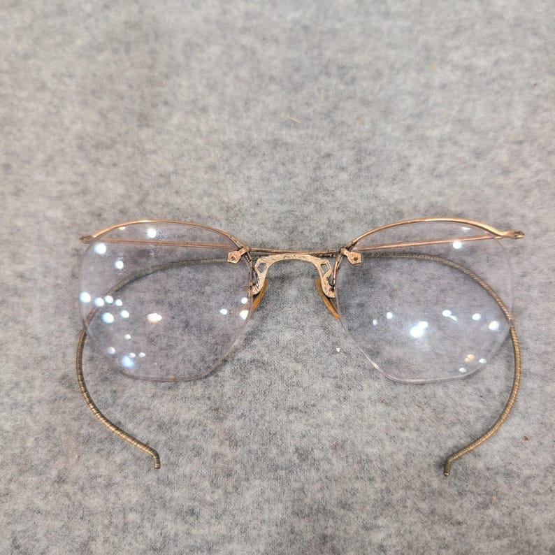Vintage Rimless Engraved Gold Tone Eyeglass Frames Cable Temples Retro Smalls 1 image 2