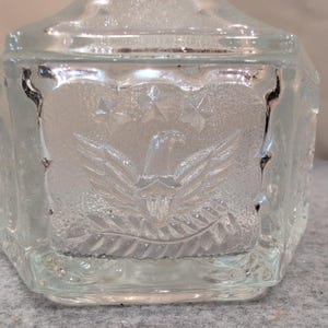 Vintage Clear Pressed Glass Hexagonal Trinket Box American Eagle Star Motif Lid image 2