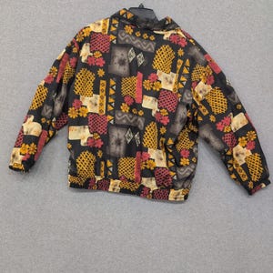 Vintage EVR Women's Lightweight Abstract Print Bomber Jacket Size Large image 1