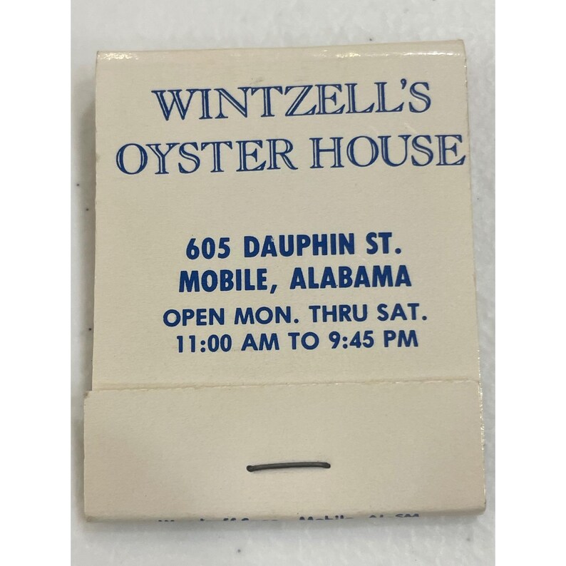 Vintage Wintzell's Oyster House Mobile AL Restaurant Matchbook Souvenir image 2