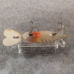 Vintage Whopper Stopper Hellbender Fishing Lure White Orange Eye Propeller Spin image 4