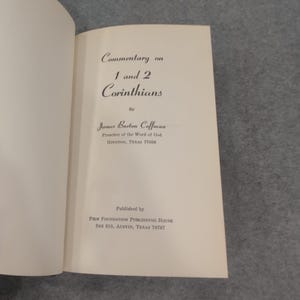 Commentary on 1 and 2 Corinthians James Burton Coffman Signed First Edition 1977 image 7
