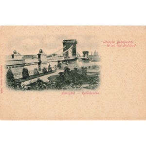 Budapest Hungary Chain Bridge Lanczhid Vtg Postcard Stengel & Co 4604 image 1