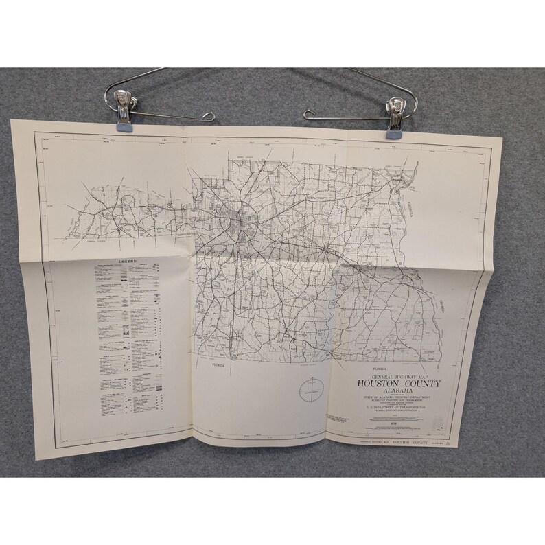 1978 Houston County Alabama Highway Map Vintage Dothan Ardilla Avon 25" x 18" image 1